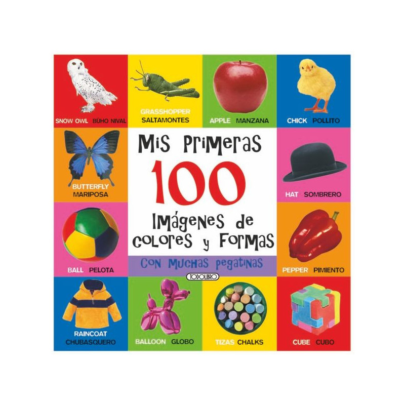 Imagen libro de pegatinas bilingüe 100 colores y formas