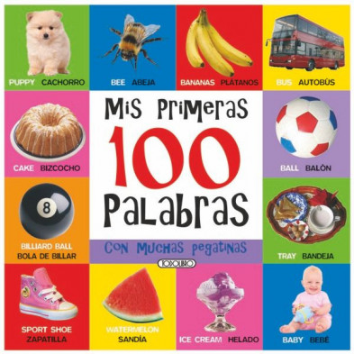 Imagen libro de pegatinas bilingüe 100 palabras