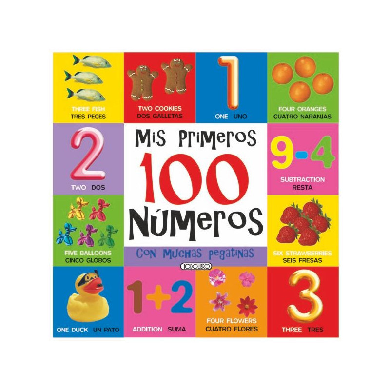 Imagen libro de pegatinas bilingüe 100 números