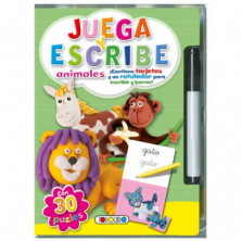 Imagen libro juega y escribe animales con 30 puzles