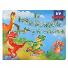 Imagen libro mini pop up el velociraptor y la carrera