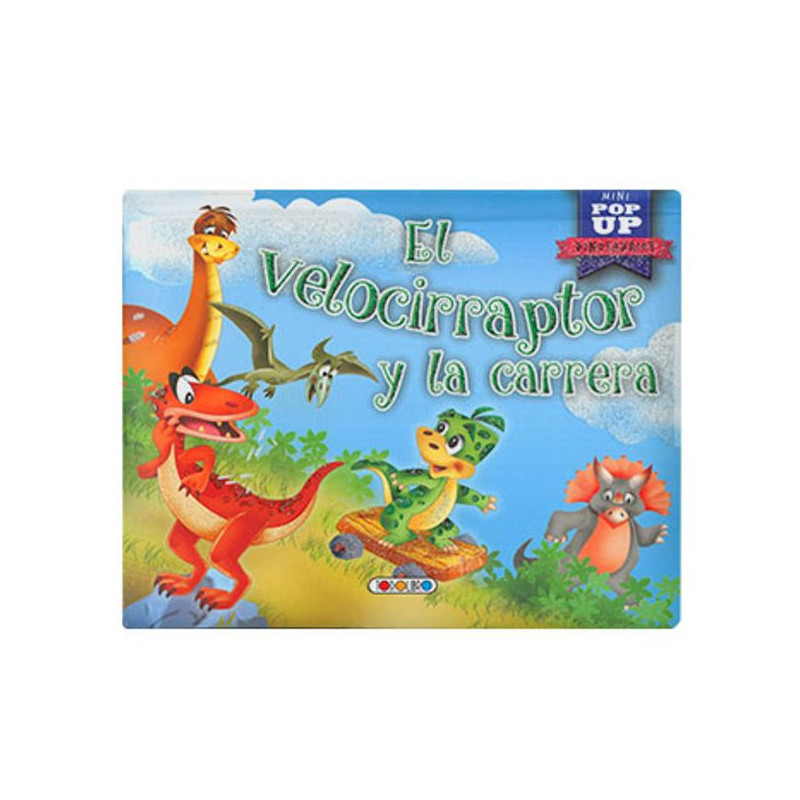 Imagen libro mini pop up el velociraptor y la carrera
