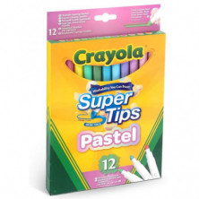 CRAYOLA 12 ROTULADORES SÚPER PUNTA LAVABLES PASTEL