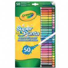 CRAYOLA ESTUCHE 50 ROTULADORES SÚPER PUNTA LAVABLES