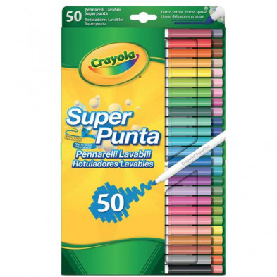 ▷ Estuche 50 rotuladores Crayola súperpunta, colores surtidos 