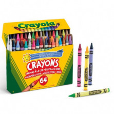 CRAYOLA ESTUCHE DE 64 CERAS MULTICOLOR - COLORES VIVOS Y BRILLANTES