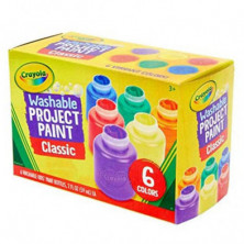 CRAYOLA 6 TÉMPERAS LAVABLES COLORES SURTIDOS EN BOTES DE 59ML