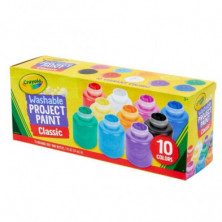 CRAYOLA 10 TÉMPERAS LAVABLES COLORES SURTIDOS EN FRASCOS DE 59 ML