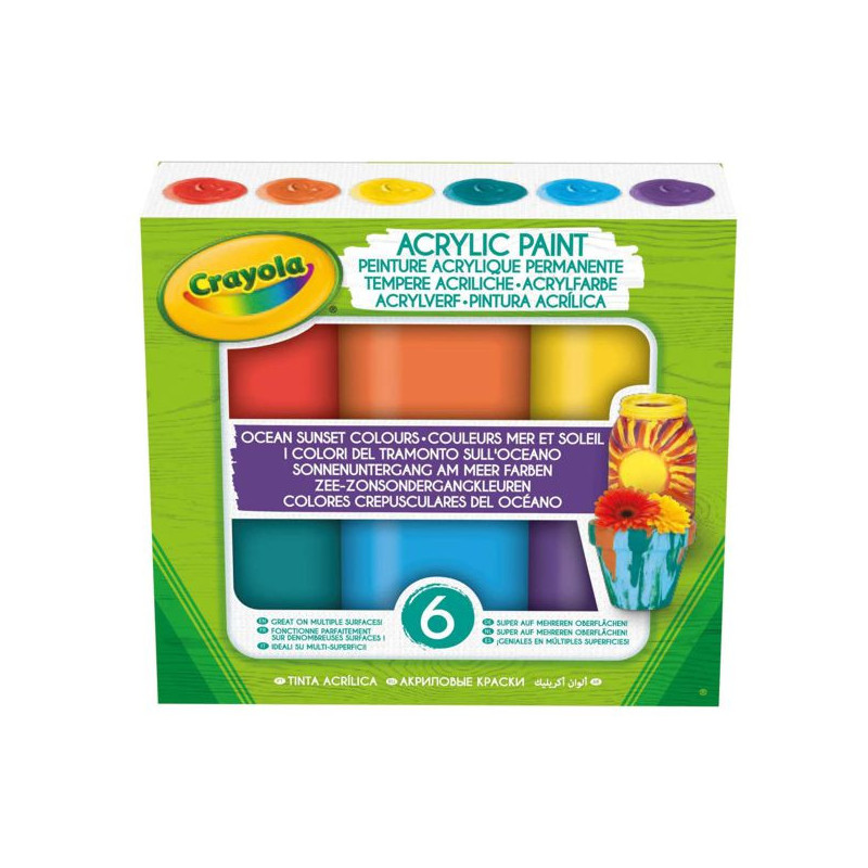 Imagen crayola 6 témperas acrílicas colores del atardecer