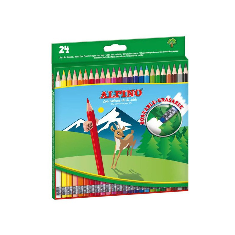Imagen estuche 24 lápices de colores borrables alpino