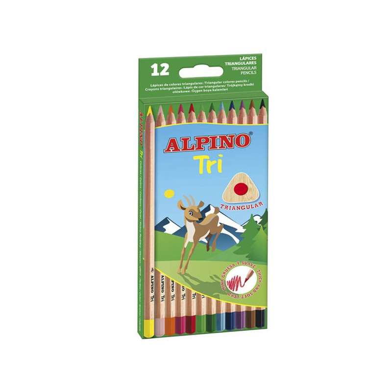 Imagen estuche 12 lápices alpino tri colores surtidos