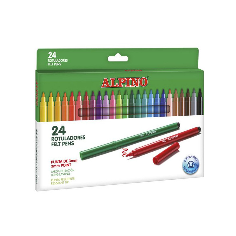 Imagen estuche 24 rotuladores alpino punta fina 3mm