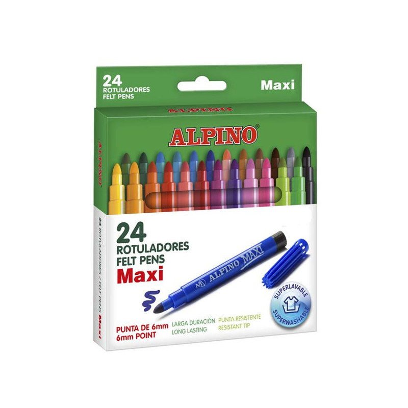 Imagen estuche 24 rotuladores alpino maxi punta 6mm