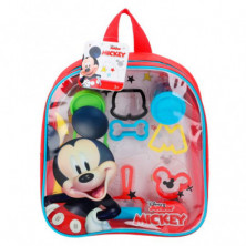 Imagen mochila plastilina mickey 4 botes  y herramientas