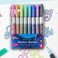 imagen 1 de set 8 rotuladores outliner bicolor neon pastel