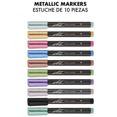 imagen 1 de estuche 10 rotuladores metalic markers gama artist