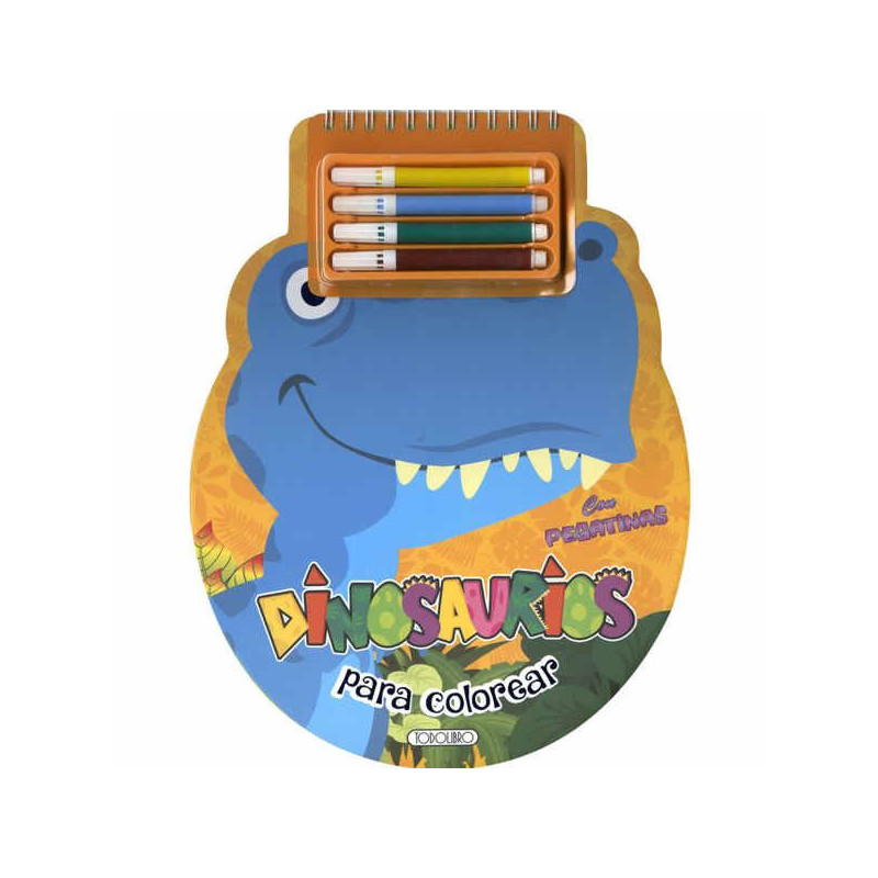 Imagen libro dinosaurios para colorear con pegatinas todo