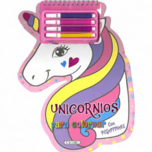 Imagen libro unicornios para colorear con pegatinas todol