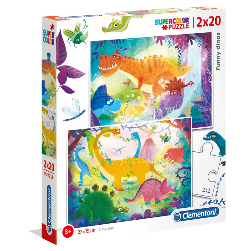 Imagen puzzle dinosaurios 2x20 piezas clementoni