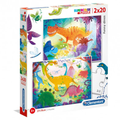 Imagen puzzle dinosaurios 2x20 piezas clementoni