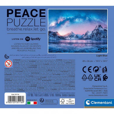 imagen 2 de peace puzzle light blue 500 piezas clementoni