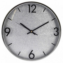 RELOJ DE PARED 30,5 CM GLITTER GRIS