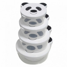 imagen 3 de set de 4 fiambreras de plastico oso panda