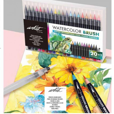 Set Pinceles Acuarelables 20+1 Colores Flexibles