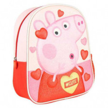 Imagen mochila infantil 3d peppa pig purpurina