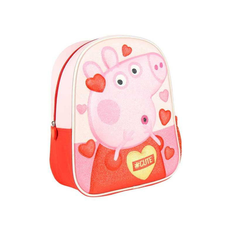 Imagen mochila infantil 3d peppa pig purpurina