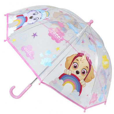 Imagen paraguas manual transparente paw patrol rosa