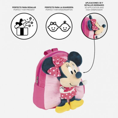 imagen 4 de mochila guarderia con peluche minnie mouse disney