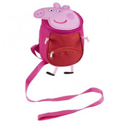 Imagen mochila guarderia con arnés peppa pig