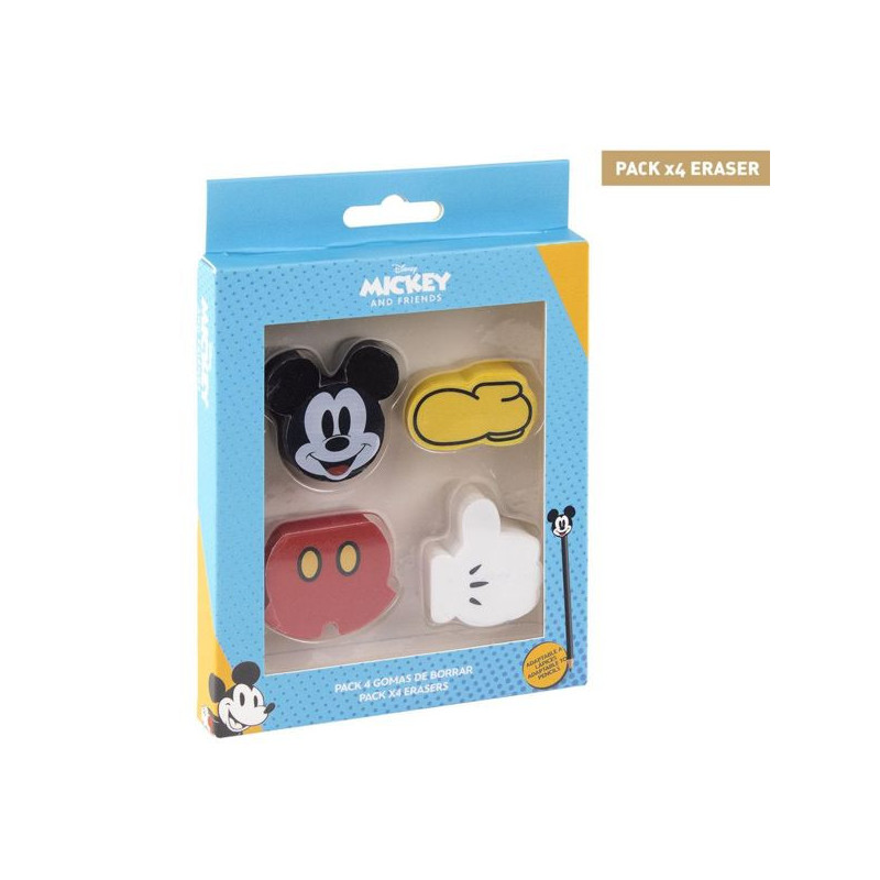 Imagen goma de borrar mickey mouse pack 4 unidades Imagen goma de borrar mickey mouse pack 4 unidades