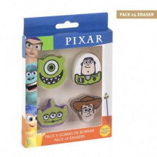Imagen goma de borrar pixar pack 4 unidades