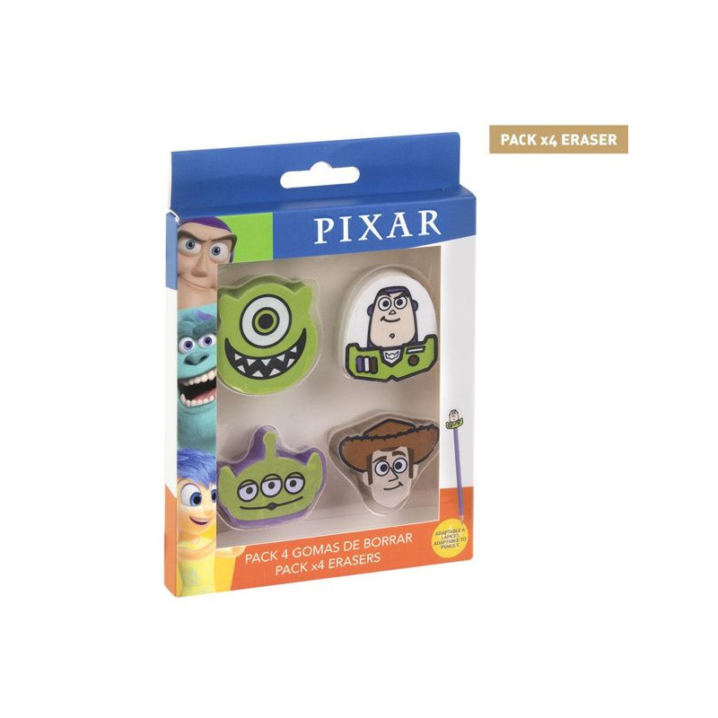 Imagen goma de borrar pixar pack 4 unidades