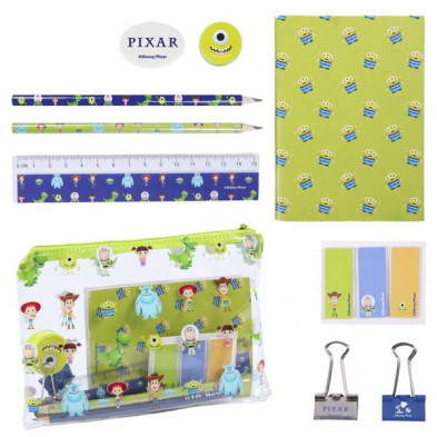 Imagen set de papelería escolar pixar