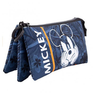 imagen 2 de portatodo triple mickey mouse azul 11x23.5x5cm