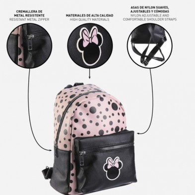 imagen 3 de mochila moda polipiel minnie 22x27x12.5cm