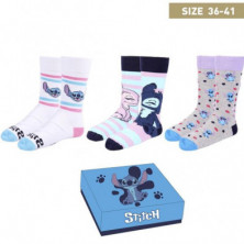 PACK 3 PIEZAS CALCETINES STITCH Talla 36-41