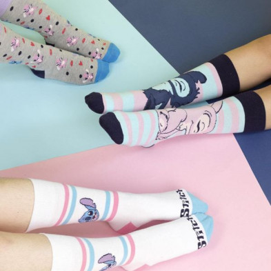 imagen 4 de pack 3 piezas calcetines stitch t. 36-41