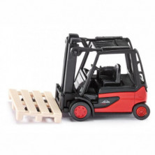 CARRETILLA ELEVADORA LINDE siku DE JUGUETE 7,1X2,8X4,6 CM CON PALET