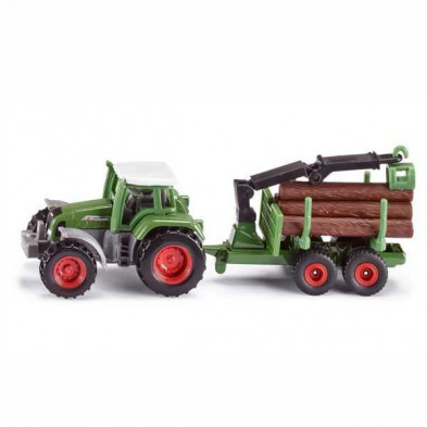 Tractor Fendt con remolque forestal 1:87 de SIKU