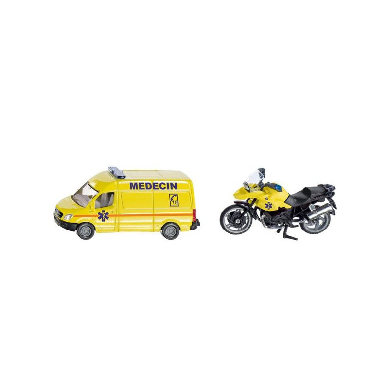 Imagen conjunto de ambulancia y moto