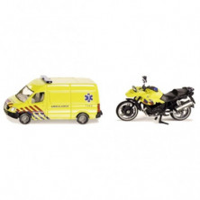 Imagen conjunto de ambulancia y moto
