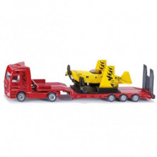 Set de transporte con camión rojo y avioneta deportiva amarilla
