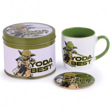 LATA REGALO CON TAZA Y POSAVASOS STAR WARS YODA