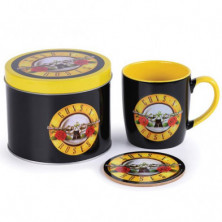 LATA REGALO CON TAZA Y POSAVASOS GUNS N ROSES