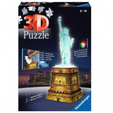 Imagen puzle 3d estatua de la libertad con luz 108 piezas