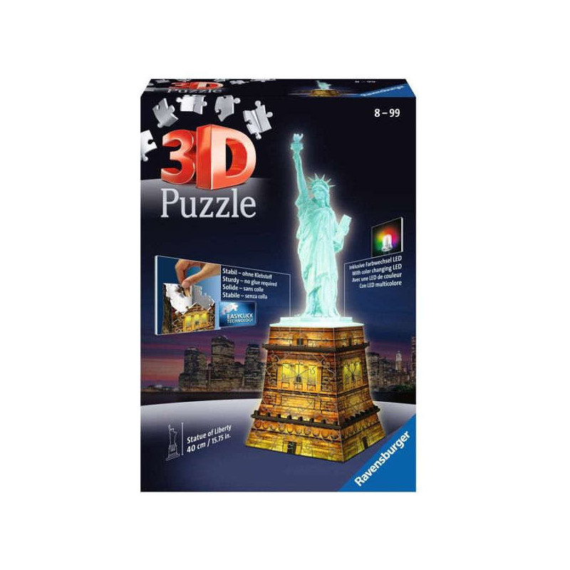 Imagen puzle 3d estatua de la libertad con luz 108 piezas